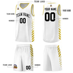Custom White Old Gold Side Diamond Shapes Stripes Basketball Jersey | BuyFootballJersey