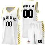 Custom White Old Gold Side Diamond Shapes Stripes Basketball Jersey | BuyFootballJersey