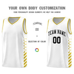 Custom White Old Gold Side Diamond Shapes Stripes Basketball Jersey | BuyFootballJersey