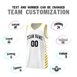 Custom White Old Gold Side Diamond Shapes Stripes Basketball Jersey | BuyFootballJersey