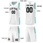 Custom White Bright Green Side Diamond Shapes Stripes Basketball Jersey | BuyFootballJersey
