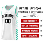 Custom White Bright Green Side Diamond Shapes Stripes Basketball Jersey | BuyFootballJersey
