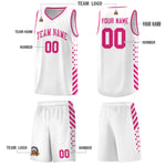 Custom White Rose Red Side Diamond Shapes Stripes Basketball Jersey | BuyFootballJersey