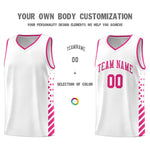 Custom White Rose Red Side Diamond Shapes Stripes Basketball Jersey | BuyFootballJersey