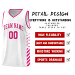 Custom White Rose Red Side Diamond Shapes Stripes Basketball Jersey | BuyFootballJersey