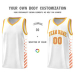 Custom White Light Orange Gold Side Diamond Shapes Stripes Basketball Jersey | BuyFootballJersey