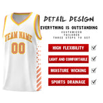 Custom White Light Orange Gold Side Diamond Shapes Stripes Basketball Jersey | BuyFootballJersey