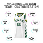 Custom White Hunter Green Old Gold Side Diamond Shapes Stripes Basketball Jersey | BuyFootballJersey