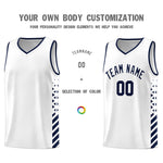 Custom White Navy Side Diamond Shapes Stripes Basketball Jersey | BuyFootballJersey