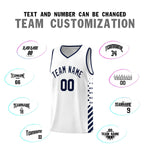Custom White Navy Side Diamond Shapes Stripes Basketball Jersey | BuyFootballJersey