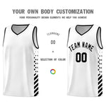 Custom White Black Side Diamond Shapes Stripes Basketball Jersey | BuyFootballJersey