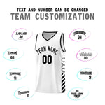 Custom White Black Side Diamond Shapes Stripes Basketball Jersey | BuyFootballJersey