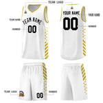 Custom White Old Gold Side Diamond Shapes Stripes Basketball Jersey | BuyFootballJersey
