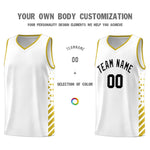 Custom White Old Gold Side Diamond Shapes Stripes Basketball Jersey | BuyFootballJersey