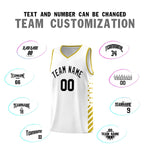 Custom White Old Gold Side Diamond Shapes Stripes Basketball Jersey | BuyFootballJersey