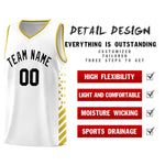 Custom White Old Gold Side Diamond Shapes Stripes Basketball Jersey | BuyFootballJersey