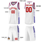 Custom White Royal Blue Red Side Diamond Shapes Stripes Basketball Jersey | BuyFootballJersey