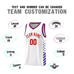 Custom White Royal Blue Red Side Diamond Shapes Stripes Basketball Jersey | BuyFootballJersey