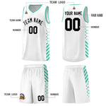 Custom White Bright Green Side Diamond Shapes Stripes Basketball Jersey | BuyFootballJersey
