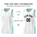 Custom White Bright Green Side Diamond Shapes Stripes Basketball Jersey | BuyFootballJersey