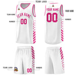 Custom White Rose Red Side Diamond Shapes Stripes Basketball Jersey | BuyFootballJersey