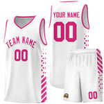 Custom White Rose Red Side Diamond Shapes Stripes Basketball Jersey | BuyFootballJersey