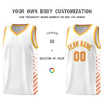 Custom White Light Orange Gold Side Diamond Shapes Stripes Basketball Jersey | BuyFootballJersey