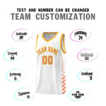 Custom White Light Orange Gold Side Diamond Shapes Stripes Basketball Jersey | BuyFootballJersey