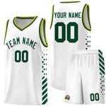 Custom White Hunter Green Old Gold Side Diamond Shapes Stripes Basketball Jersey | BuyFootballJersey