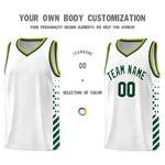Custom White Hunter Green Old Gold Side Diamond Shapes Stripes Basketball Jersey | BuyFootballJersey