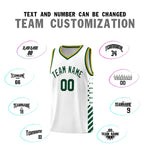 Custom White Hunter Green Old Gold Side Diamond Shapes Stripes Basketball Jersey | BuyFootballJersey