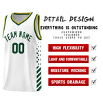 Custom White Hunter Green Old Gold Side Diamond Shapes Stripes Basketball Jersey | BuyFootballJersey