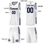Custom White Navy Side Diamond Shapes Stripes Basketball Jersey | BuyFootballJersey