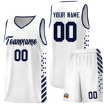 Custom White Navy Side Diamond Shapes Stripes Basketball Jersey | BuyFootballJersey