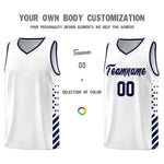 Custom White Navy Side Diamond Shapes Stripes Basketball Jersey | BuyFootballJersey