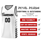 Custom White Black Side Diamond Shapes Stripes Basketball Jersey | BuyFootballJersey