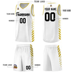 Custom White Old Gold Side Diamond Shapes Stripes Basketball Jersey | BuyFootballJersey