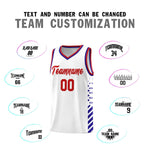 Custom White Royal Blue Red Side Diamond Shapes Stripes Basketball Jersey | BuyFootballJersey