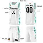Custom White Bright Green Side Diamond Shapes Stripes Basketball Jersey | BuyFootballJersey
