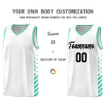 Custom White Bright Green Side Diamond Shapes Stripes Basketball Jersey | BuyFootballJersey