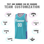 Custom Sky Blue Purple White Side Diamond Shapes Stripes Basketball Jersey | BuyFootballJersey