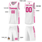 Custom White Rose Red Side Diamond Shapes Stripes Basketball Jersey | BuyFootballJersey