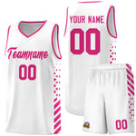 Custom White Rose Red Side Diamond Shapes Stripes Basketball Jersey | BuyFootballJersey