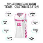 Custom White Rose Red Side Diamond Shapes Stripes Basketball Jersey | BuyFootballJersey
