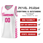 Custom White Rose Red Side Diamond Shapes Stripes Basketball Jersey | BuyFootballJersey