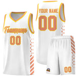Custom White Light Orange Gold Side Diamond Shapes Stripes Basketball Jersey | BuyFootballJersey