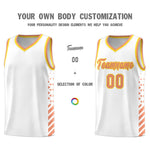 Custom White Light Orange Gold Side Diamond Shapes Stripes Basketball Jersey | BuyFootballJersey