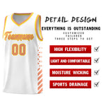 Custom White Light Orange Gold Side Diamond Shapes Stripes Basketball Jersey | BuyFootballJersey