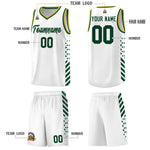 Custom White Hunter Green Old Gold Side Diamond Shapes Stripes Basketball Jersey | BuyFootballJersey