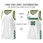 Custom White Hunter Green Old Gold Side Diamond Shapes Stripes Basketball Jersey | BuyFootballJersey
